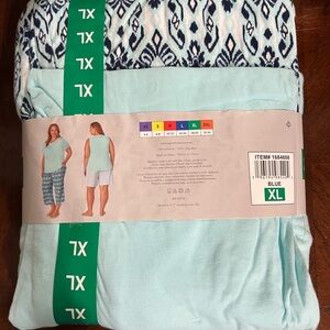 Midnight by Carole Hochman Aqua and Patterned Pajama Set